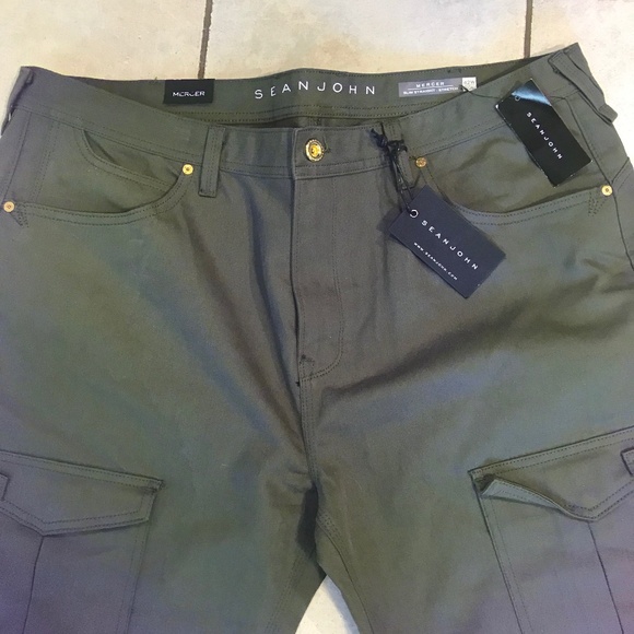 NEW…Sean John Mercer army green cargo stretch jeans - Picture 4 of 15
